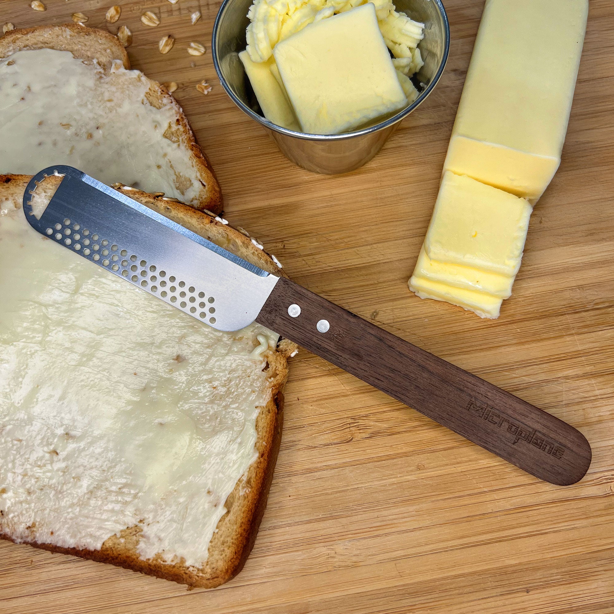Butter Blade with Walnut Wood Handle - Multi-Functional Stainless Steel Butter Spreader and Curler - Perfect for Effortless Spreading and Slicing