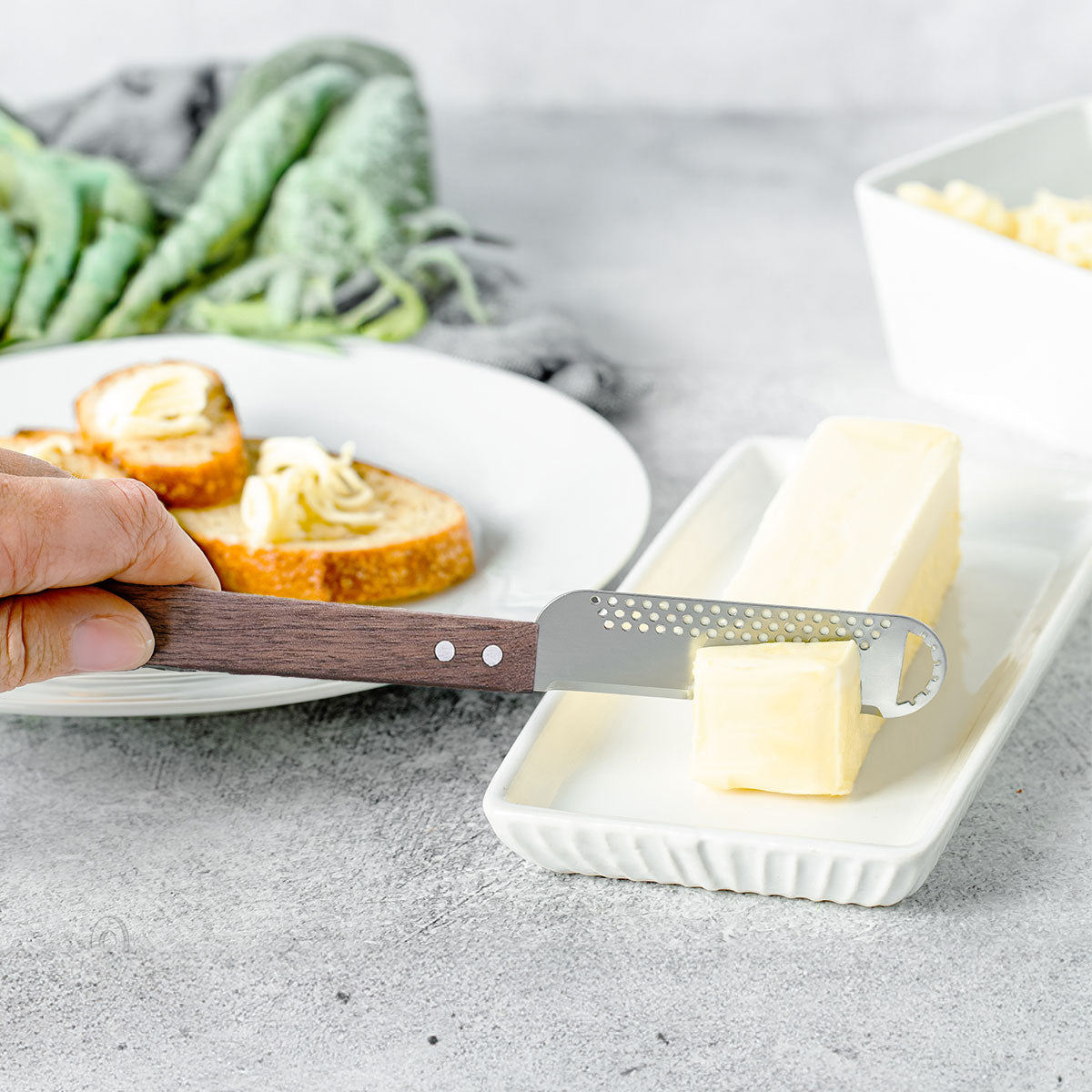 Butter Blade with Walnut Wood Handle - Multi-Functional Stainless Steel Butter Spreader and Curler - Perfect for Effortless Spreading and Slicing