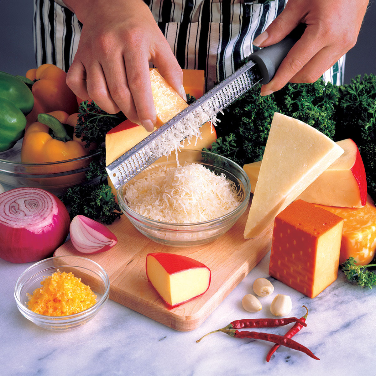 Classic Zester & Grater Twin Pack - Premium Stainless Steel, Dishwasher Safe, Ideal for Citrus, Cheese, and More - 2 Pack