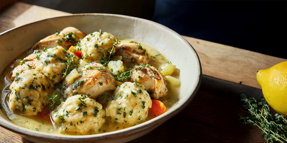 Classic Chicken and Dumplings with Herb Butter