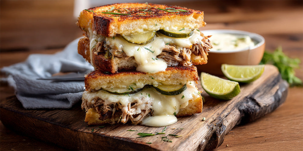Cuban-Style Pork Grilled Cheese with Lime Zest