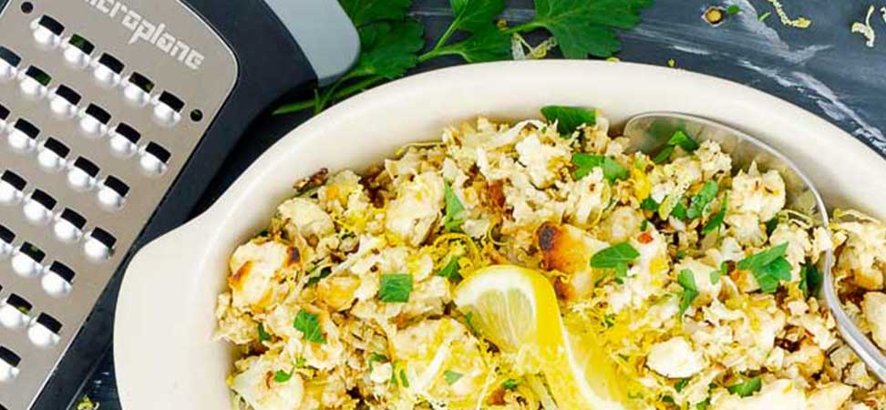 Roasted Cauliflower Rice with Lemon and Feta Cheese Recipe