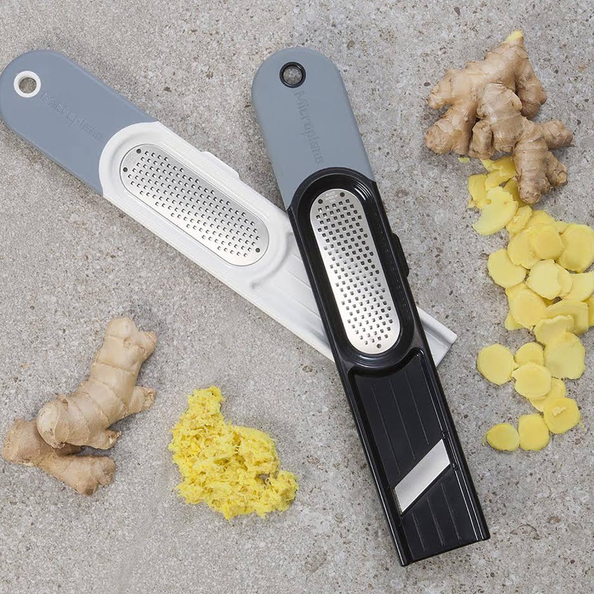 3-in-1 Ginger Tool - Ultra-Sharp Fine Blade, Ginger Slicer, and Peeler with Rubber Foot & Non-Slip Handle