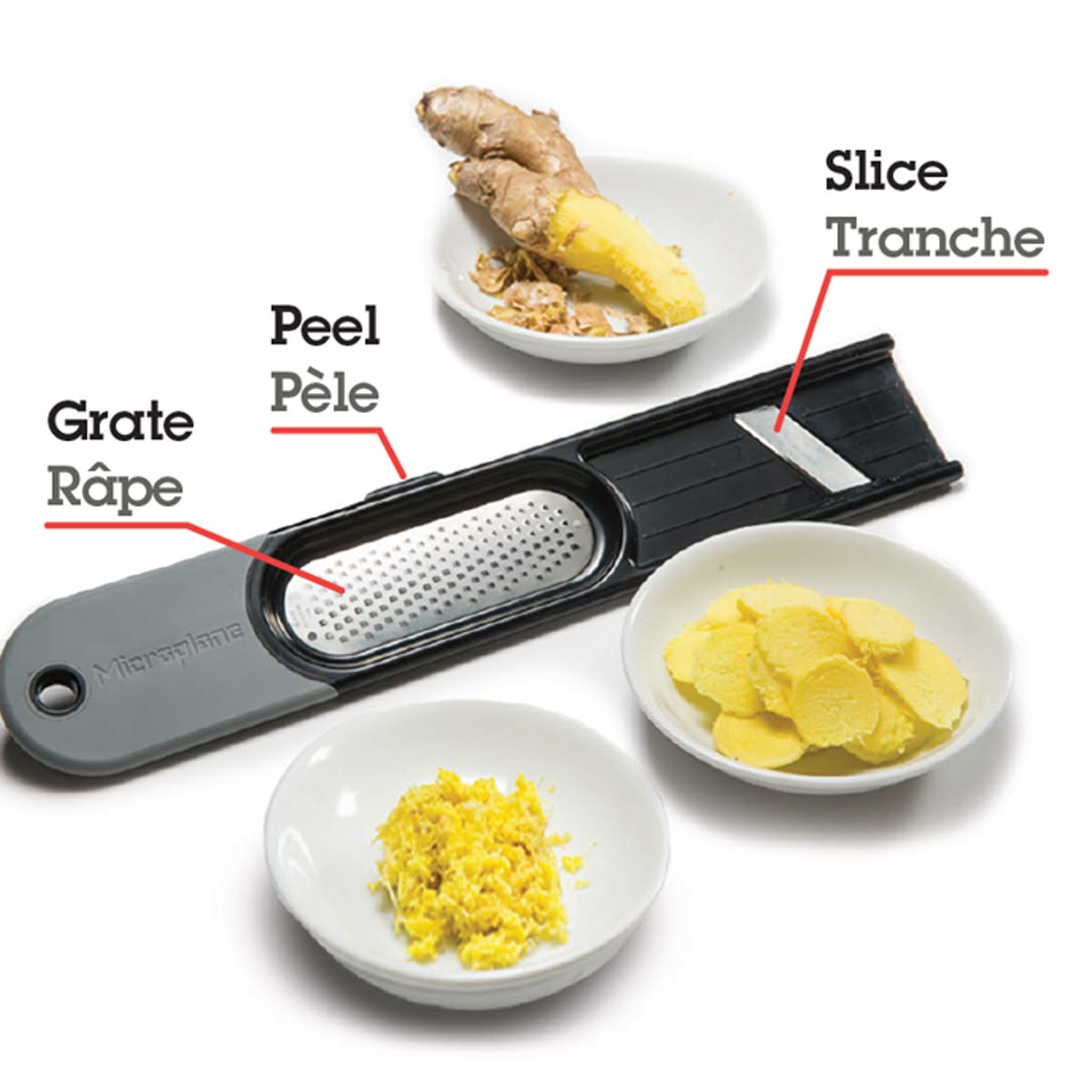 3-in-1 Ginger Tool - Ultra-Sharp Fine Blade, Ginger Slicer, and Peeler with Rubber Foot & Non-Slip Handle