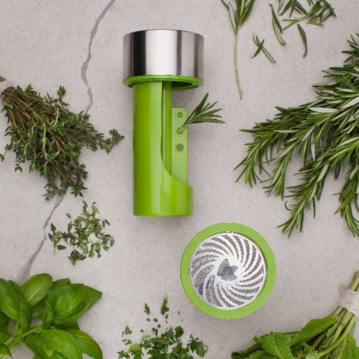 2-in-1 Herb Mill - Green w/ Stainless Accents