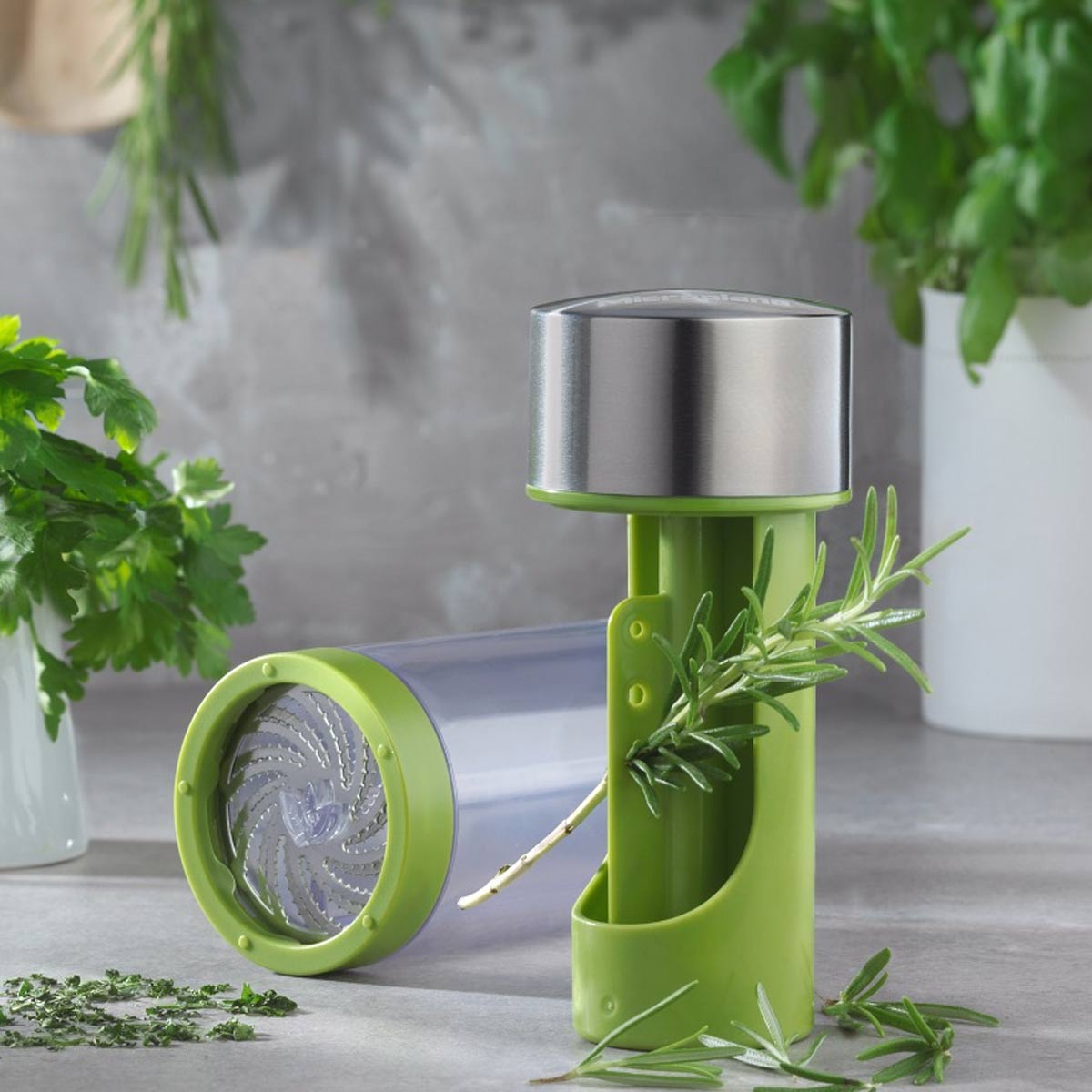 2-in-1 Herb Mill - Green w/ Stainless Accents