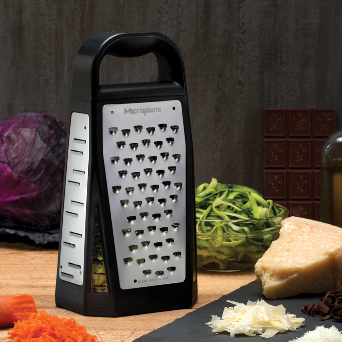 Elite Five Blade Box Grater with Measuring Cup