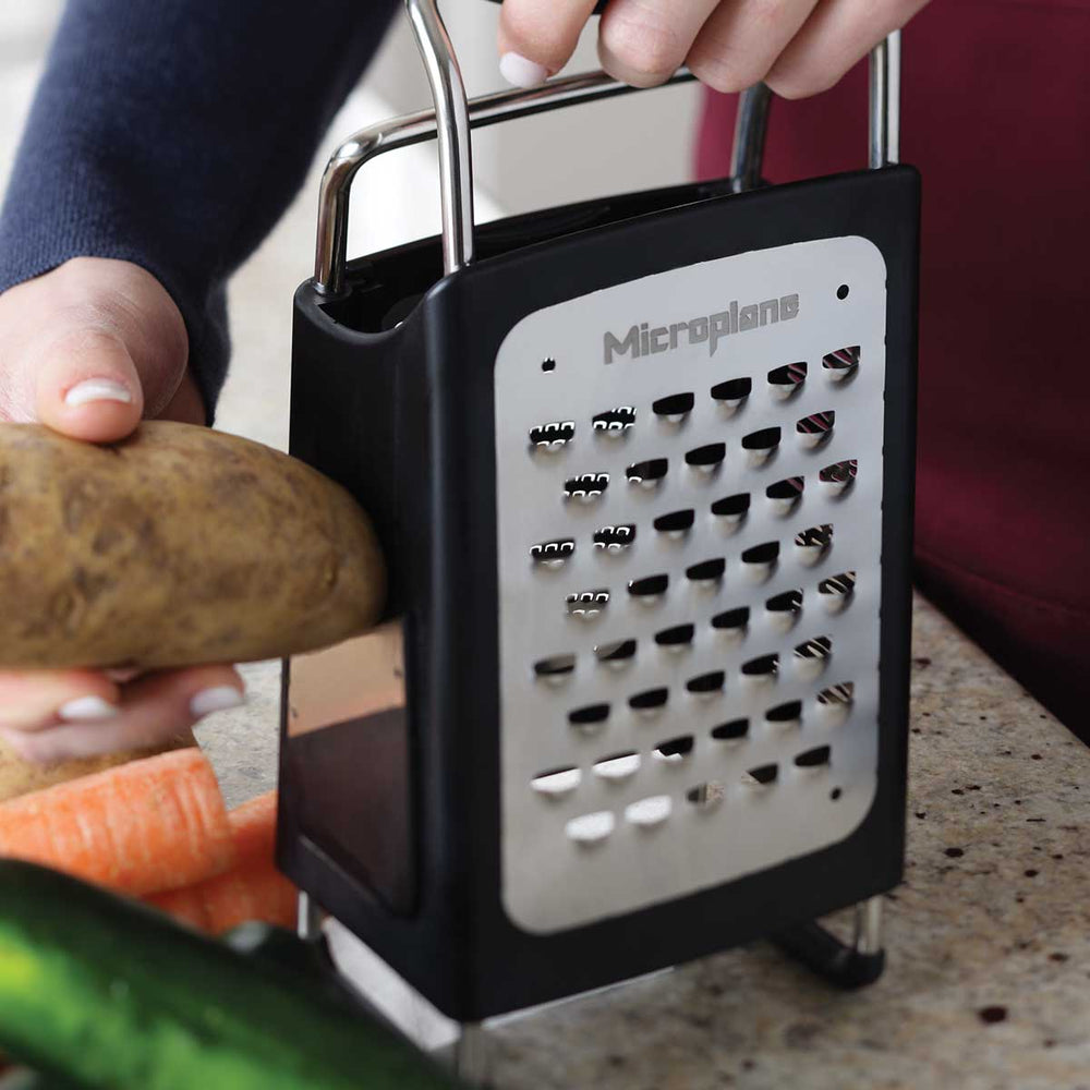 Grater Function Microplane 4-Sided Box Grater – Ultra Coarse, Fine, Ribbon & Slicer Blades