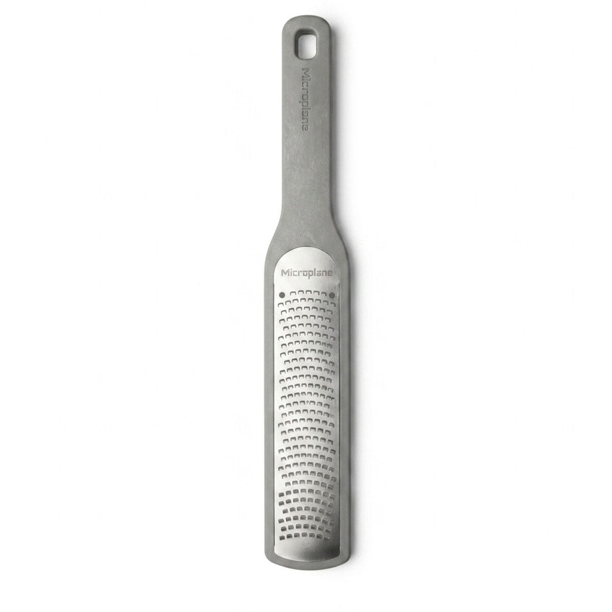 Gray Microplane grater on a white background