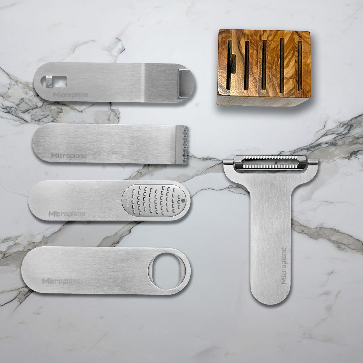 Microplane 他ステンレス製キッチンツールセット Microplane Bar Tools Set of 5 – Premium Zesters & Peeler for Cocktails
