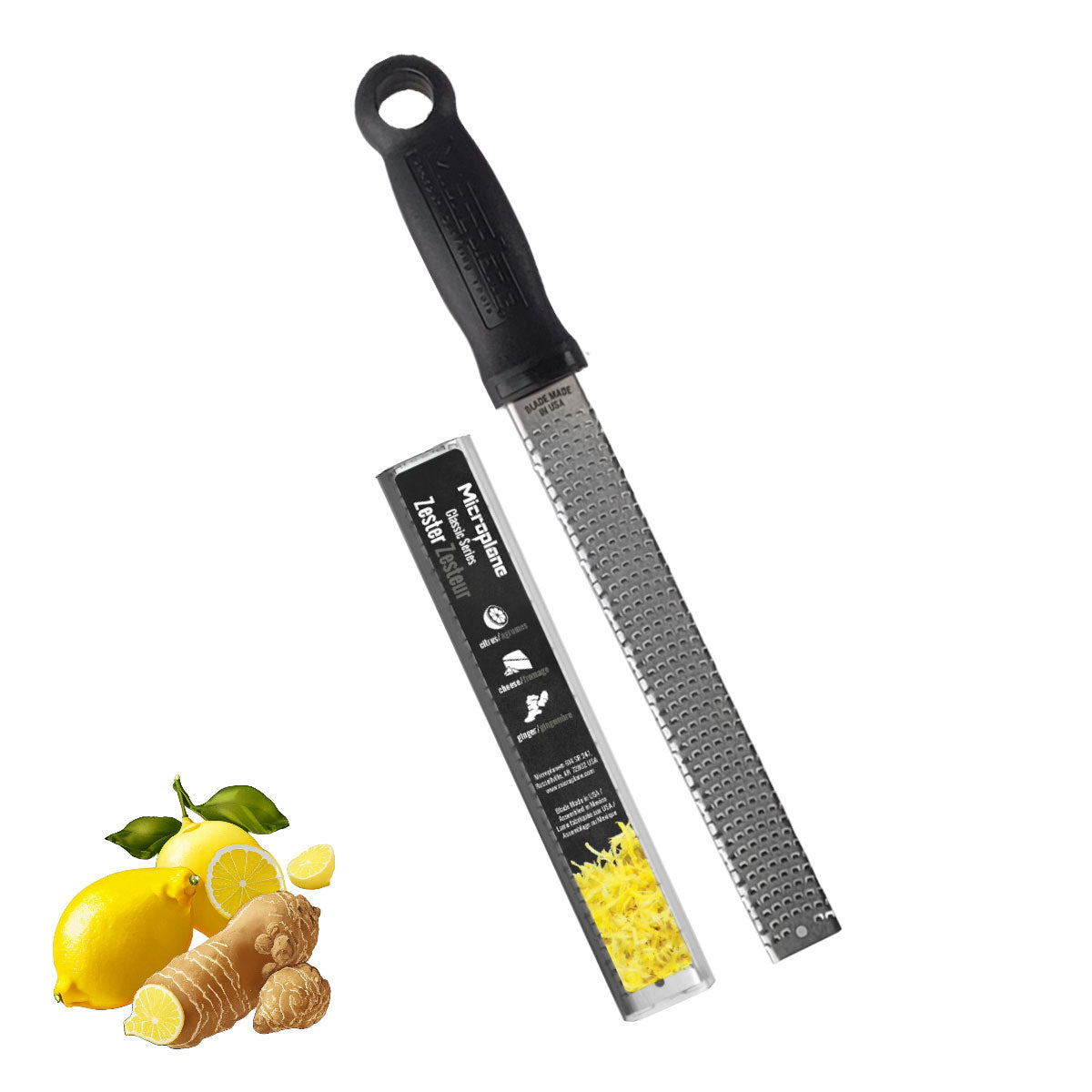 Black Classic Stainless Steel Zester and Cheese Grater (hard handle)