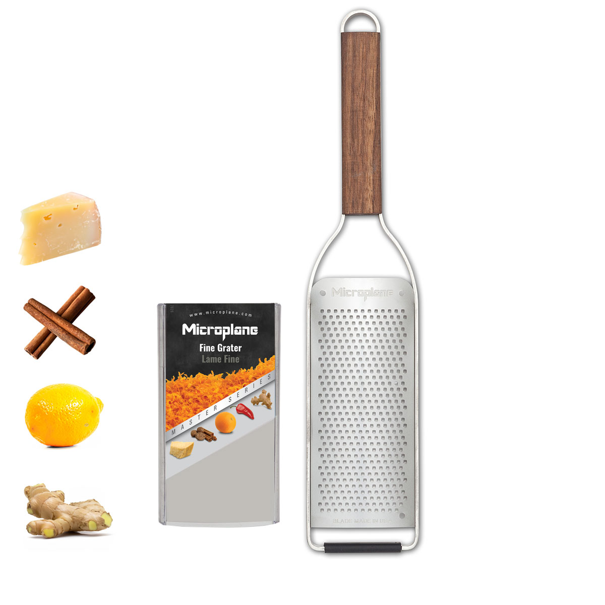 Master Series Fine Grater - American Walnut Handle, Non-Slip, Red Dot Award-Winning